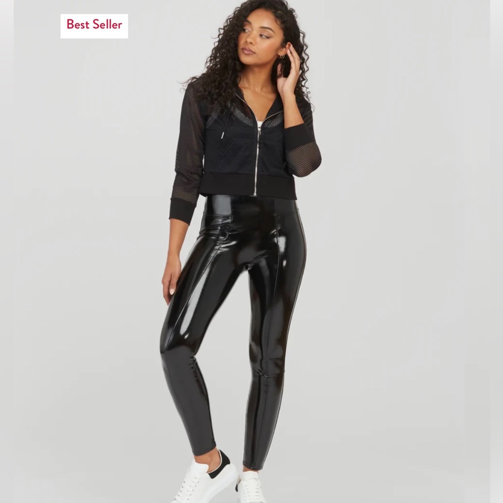 Black Size XL Spanx Faux Patent Leather Leggings.